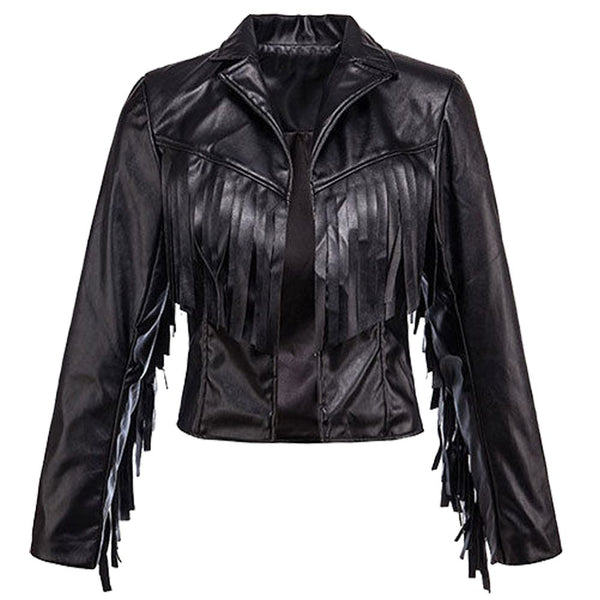 Women Fashion Designer Fringe Leather Jacket