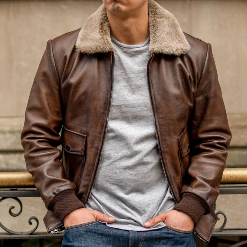 Classic Leather Aviator Jacket