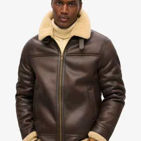 Faux Leather Aviator Jacket