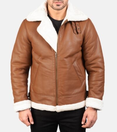 Francis B-3 Brown Leather Bomber Jacket-2